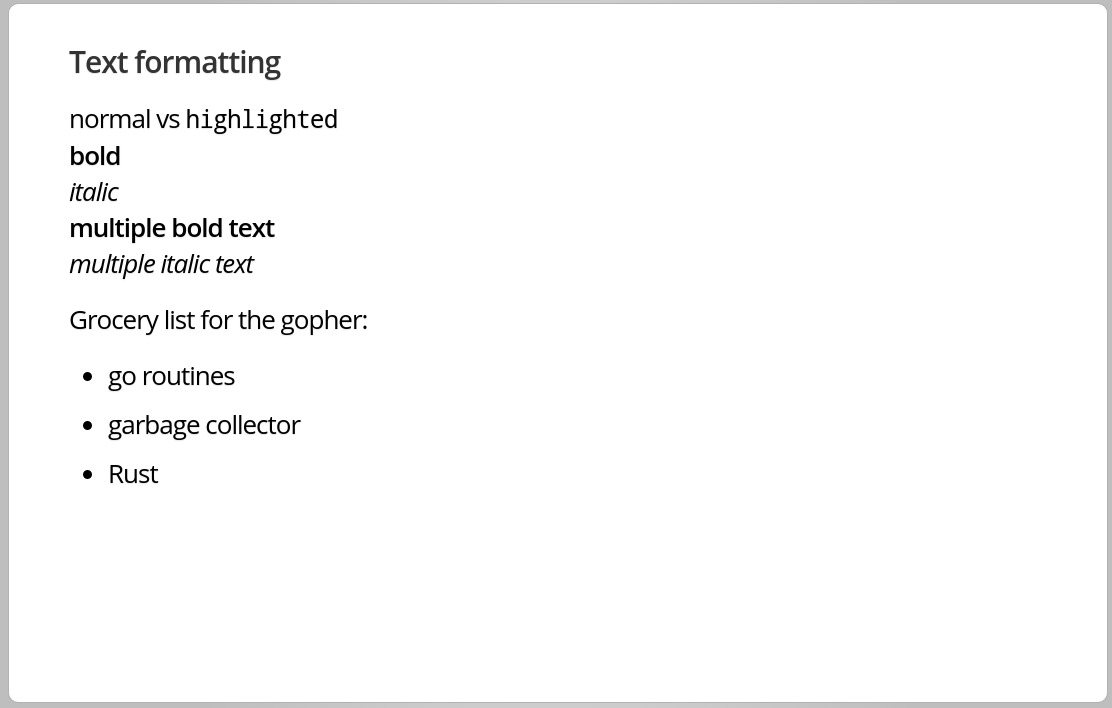 text formatting list